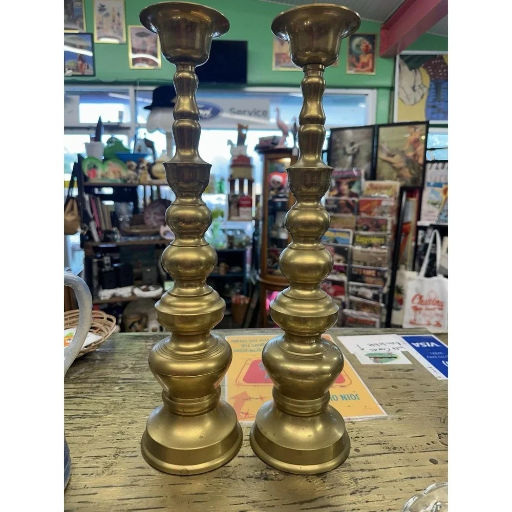 Pair of Homco Japan Brass Candlestick Holder 18
